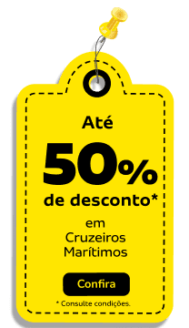 Até 50% de desconto* Em Cruzeiros Marítimos 