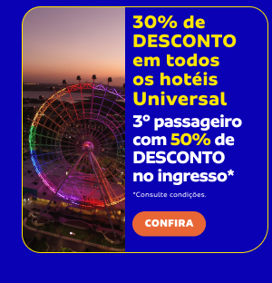 30% de DESCONTO em todos os hotéis Universal