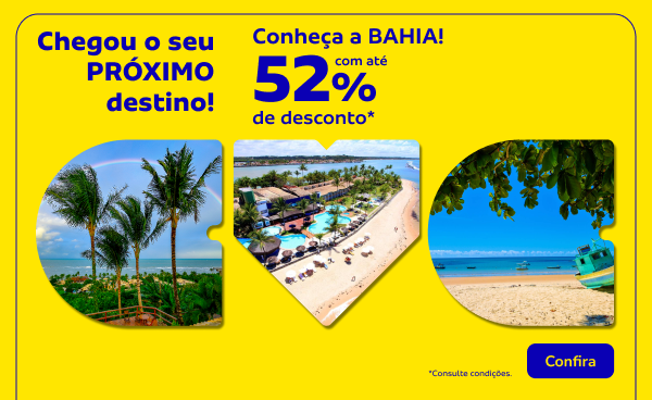 Conheça a Bahia com até 52% de desconto